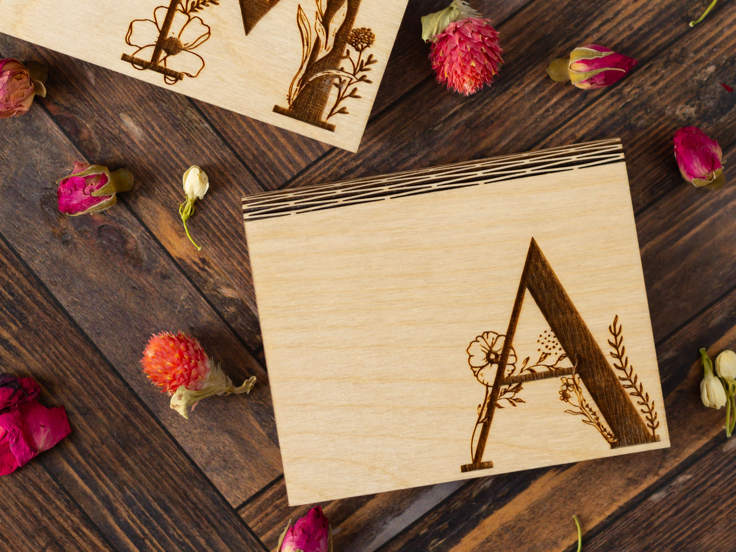 Botanical initial gift card holder