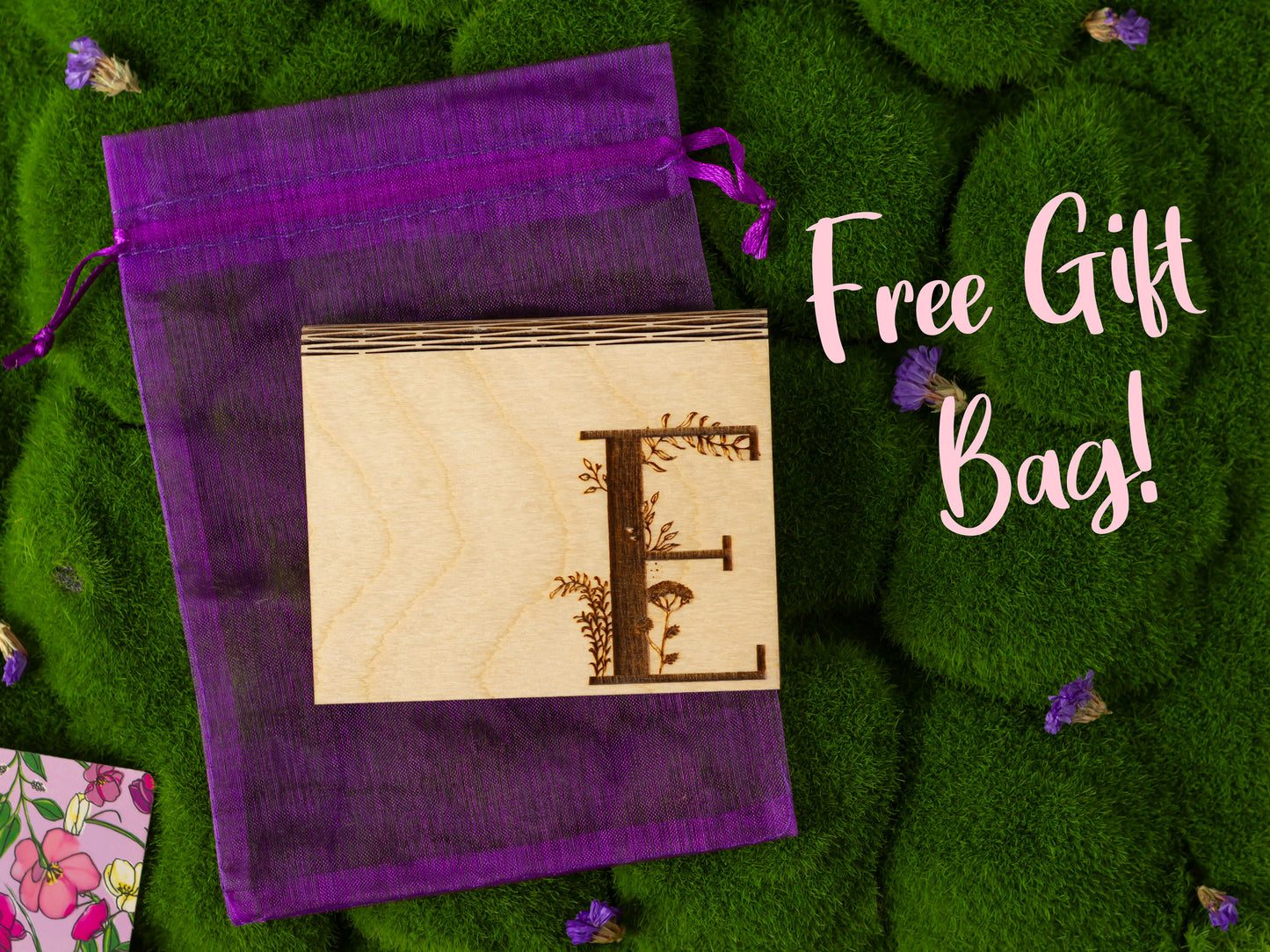 Botanical initial gift card holder