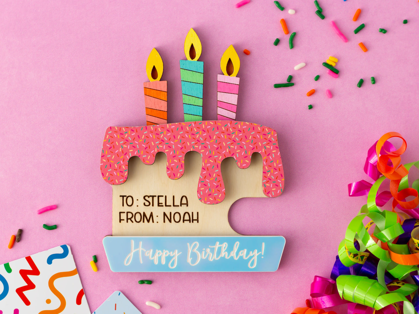 Birthday cake gift card holder