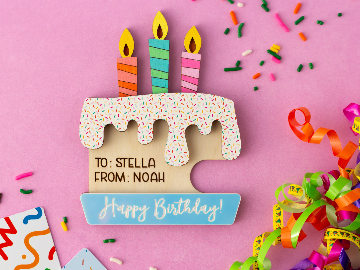 Birthday cake gift card holder