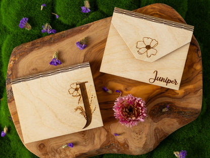 Botanical initial gift card holder
