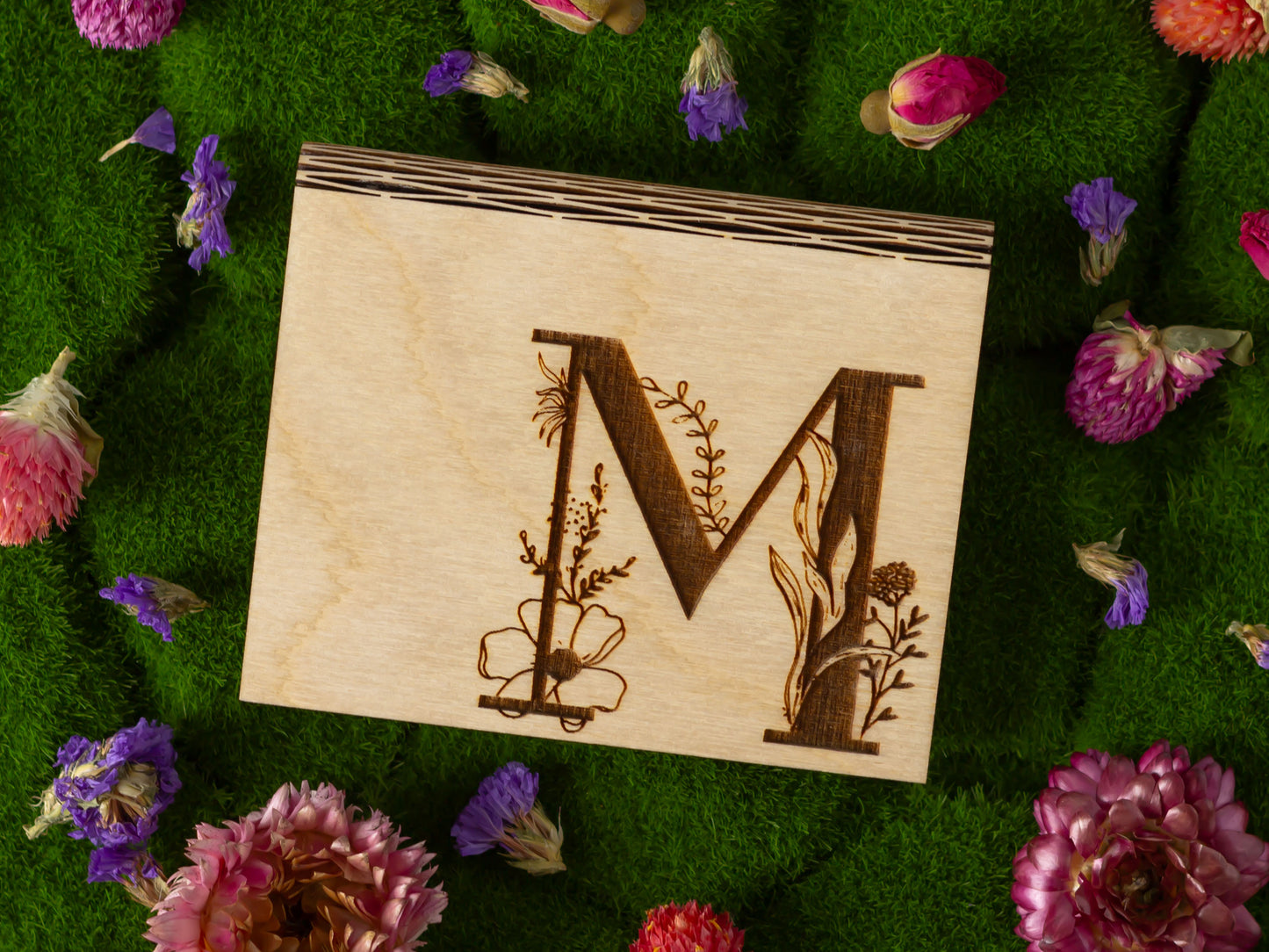 Botanical initial gift card holder