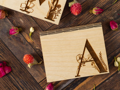 Botanical initial gift card holder