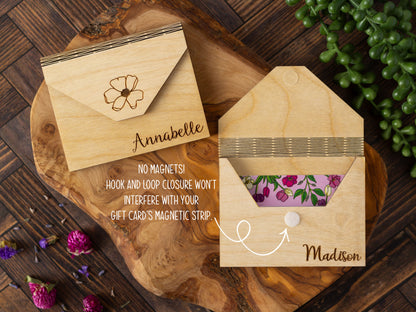 Botanical initial gift card holder