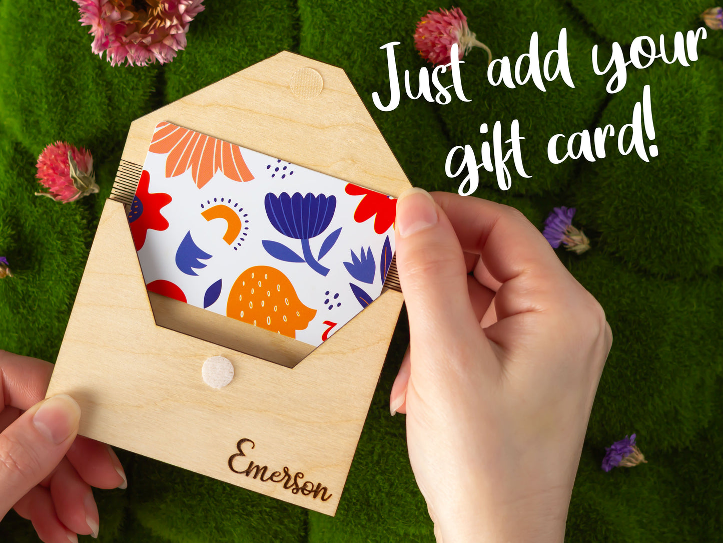 Botanical initial gift card holder