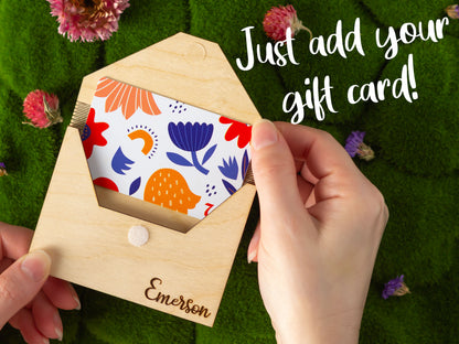 Botanical initial gift card holder