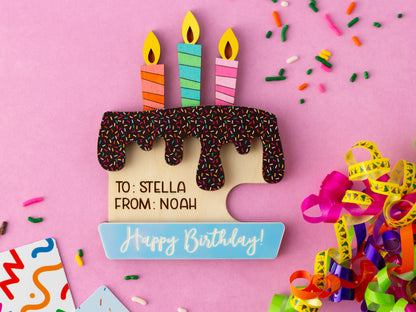 Birthday cake gift card holder
