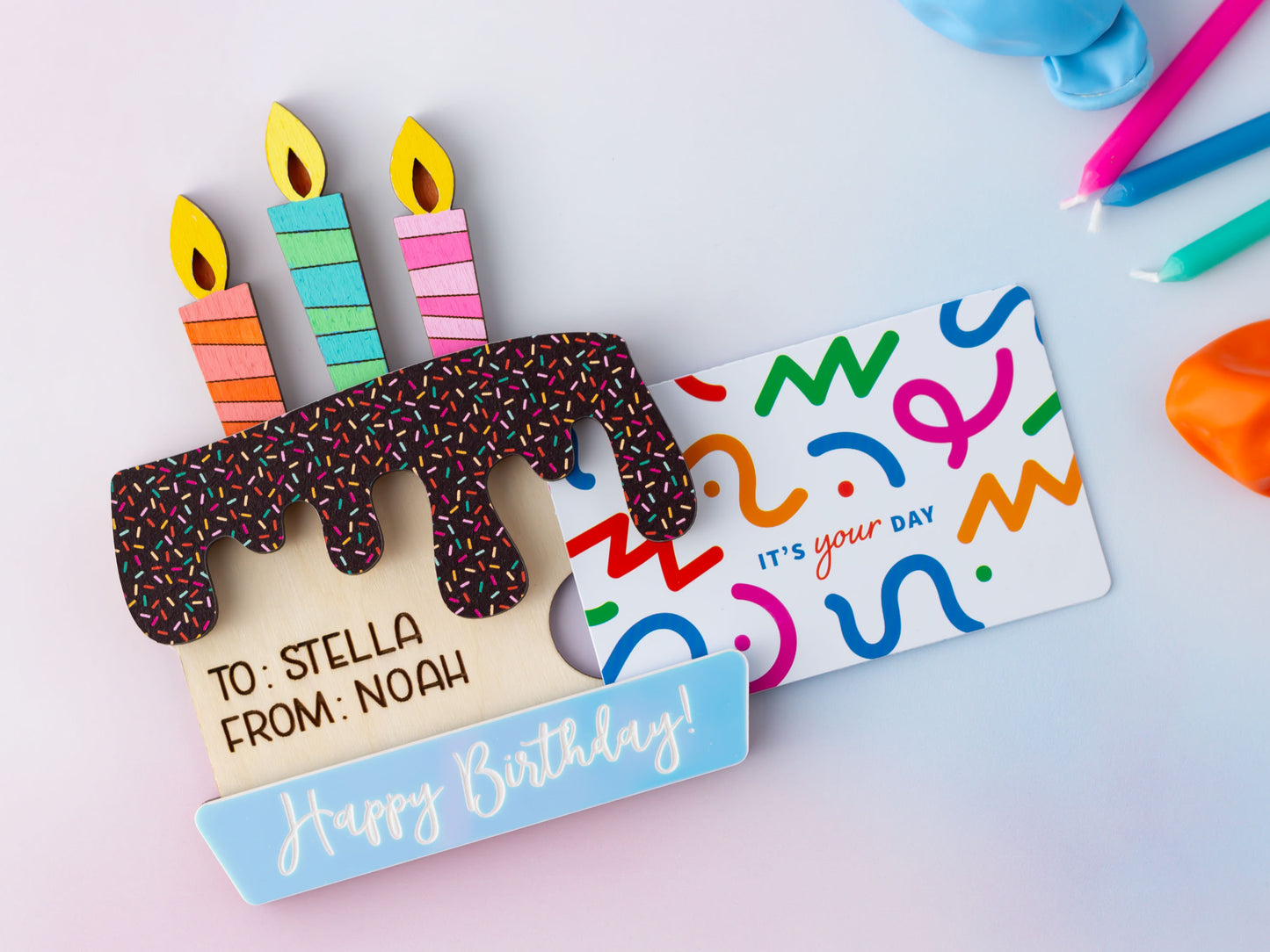Birthday cake gift card holder